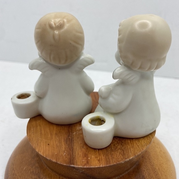 Vintage Porcelain Musical Boy and Girl Angel Candle Holders 2 Piece Set - Picture 6 of 8